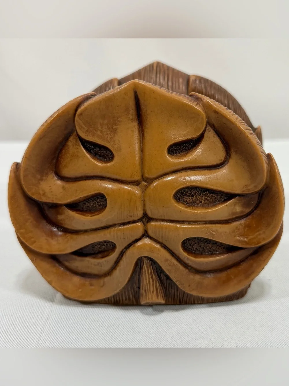 Vintage Coco Joes Monstera Leaf Napkin Letter Holder Polynesia Tiki Aloha Hawaii